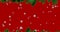 Christmas tree branches and multiple stars icons falling against red background