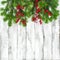 Christmas tree branches red berries decoration Winter holidays b