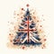 Christmas tree in British style. Christmas tree in British colours illustration. Vertical format for banners, posters, advertising