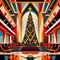 Christmas tree in building lobby, corporate business christmas in luxury retro art deco style