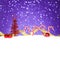 Christmas tree and candy in snow on blue glitter background