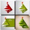 Christmas tree card. Vector origami