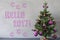 Christmas Tree, Cement Wall, Text Hello 2017