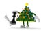 Christmas tree character playing chess