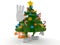 Christmas tree character with stop gesture