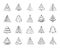 Christmas Tree charcoal draw line icons vector set