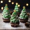 Christmas Tree Chocolate Truffles With Green Frosting And Sprinkles