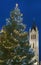 Christmas tree and church tower tele