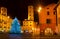 Christmas tree on city square in Alba, Italy.