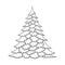 Christmas tree. Contour drawing. Good for coloring page for the adult coloring book.