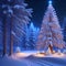 Christmas tree with covered in shining snow wallpaper