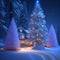 Christmas tree with covered in shining snow wallpaper