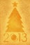 Christmas tree crystal golden background