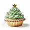 Christmas Tree Cupcake With Green Frosting And Sprinkles