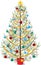 Christmas tree decorated on white background