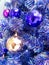 Christmas tree and decoration ball with purple