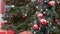 Christmas tree decoration bright red balss. Gleaming, glitter