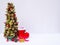 Christmas tree with decoration on white background, Have a nice holiday on this Christmas