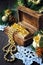 Christmas-tree decorations and goldish garland