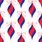 Christmas tree decorations seamless pattern. Red with blue icicles with a bow on a white background. Winter holiday. New Year.