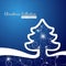 Christmas tree on decorative blue background