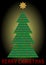 Christmas tree, digital designed christmas card. Binar code in christmas tree silhouette and diod inscription Merry