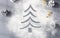 The Christmas tree is drawn on flour, which is scattered on a wooden table. Concept of New