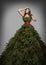 Christmas Tree Dress, Fashion Woman in Long Green Xmas Gown