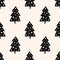 Christmas tree elm simple scandi seamless pattern design. Graphic trees shapes, minimal Noel decor.