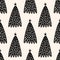 Christmas tree elm simple scandi seamless pattern design. Graphic trees shapes, minimal Noel decor.