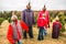 Christmas tree farm dressed scarecrows for holidays