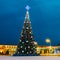 Christmas Tree And Festive Illumination On Lenin