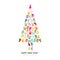Christmas tree  with finger print, hand, foot print. Happy new year greeting card