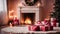 christmas tree with fireplace A lovely Christmas with a fireplace and a present. The fireplace is romantic and cozy