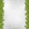 Christmas tree frame on blurred silver star background