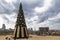 Christmas Tree in front of Beirut Port, the site of August 4 massive explosion with the names of the victims