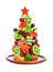 Christmas tree fruit salad