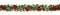 Christmas tree garland decorated with red christmas poinsettia flowers and shiny led lights, festive banner