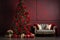 Christmas tree with gifts. Festive interior