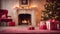 christmas tree with gifts A lovely Christmas with a fireplace and a present. The fireplace is romantic and cozy