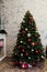 Christmas tree with gifts for new year bedroom holiday winter