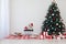 Christmas tree with gifts New year scenery room winter