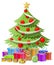 Christmas tree with gifts and toys isolated vector