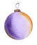 Christmas tree Glass ball. Orange lilac violet watercolor background. Hand drawn illustration