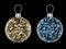 Christmas tree glass baubles decorations with gold and blue glitter confetti inside