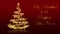 Christmas tree with glittering stars on red background, spanish seasons greetings