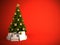 Christmas tree with gold decor isolated