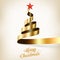 Christmas tree from gold ribbon and star. EPS 10