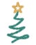 Christmas tree. Green spruce, decorated with a gold star. A tree made of fluffy tinsel. Colored vector illustration.