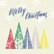 Christmas tree greeting card for merry holiday